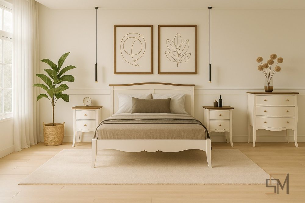 Quarto Clássico em Branco e Castanho — Safermóvel