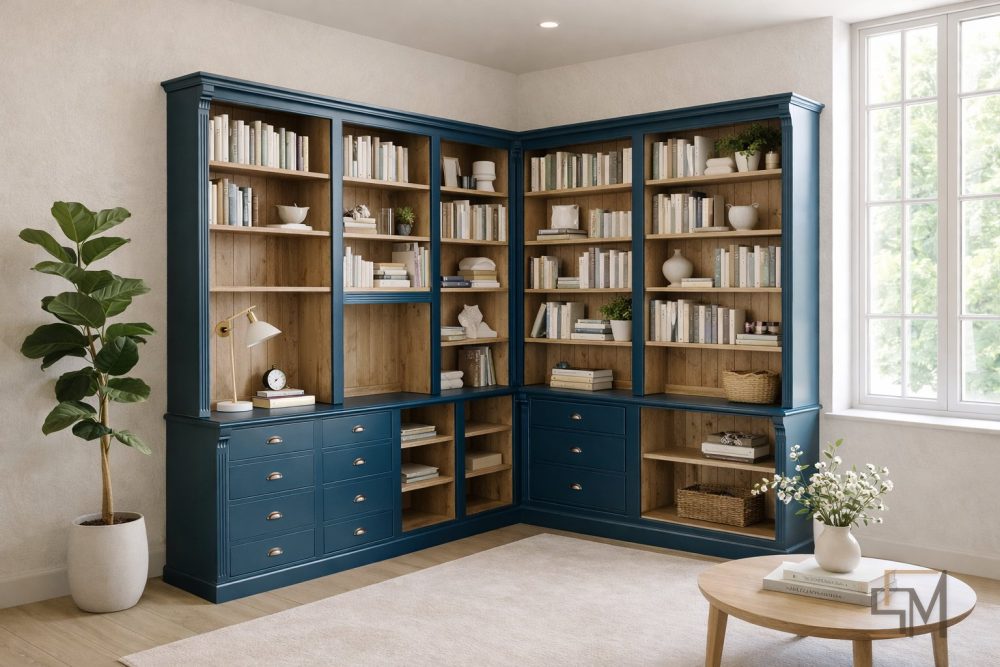 Biblioteca de Canto em Azul — Safermóvel